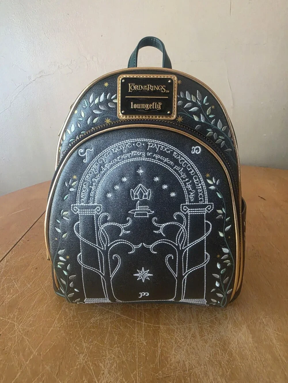 Loungefly Hardtag Black & Gold Lord of the Rings Mini Backpack